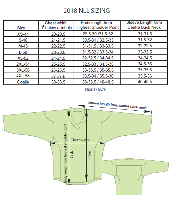 Reebok premier jersey hot sale size chart